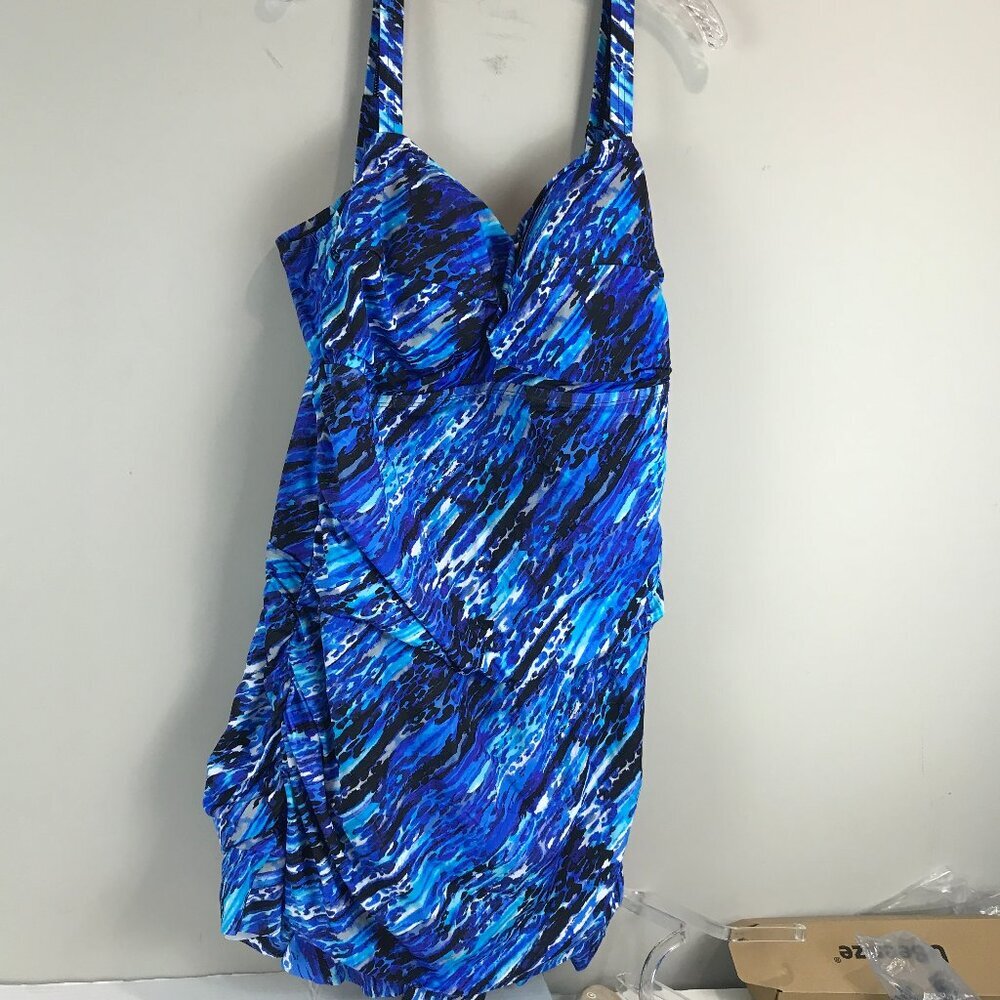 Women's Blue print Swimsuits for All NWT swim dress Size 28